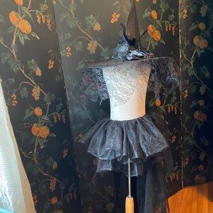 Lot of 2 items: Hi-lo tutu w/ veiled witch hat
